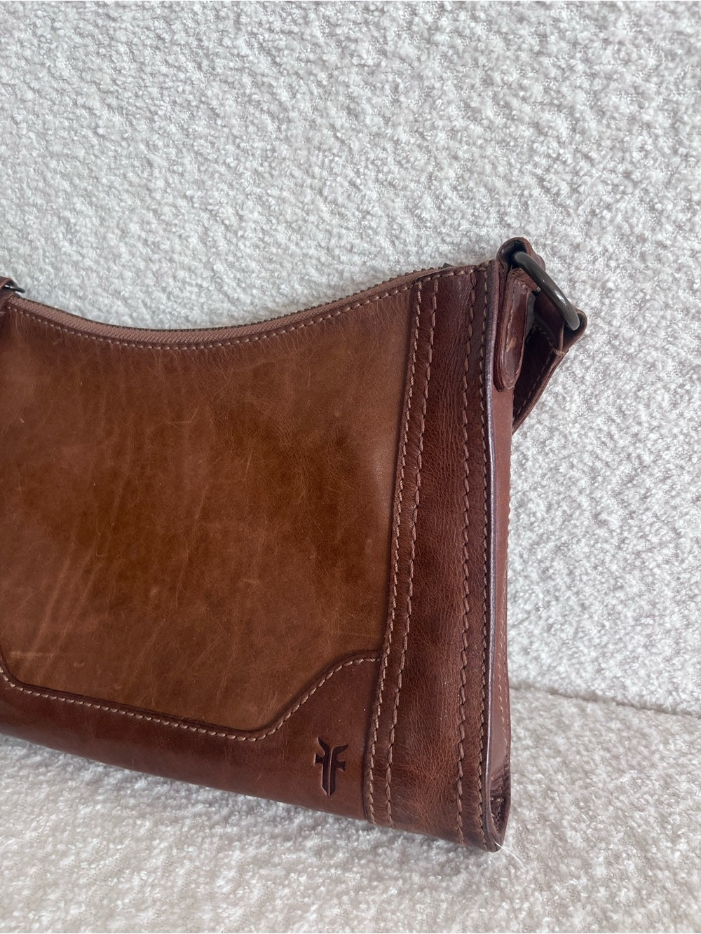 Frye Melissa‎ Zip Crossbody Leather Brown Purse Bag - Picture 4 of 15
